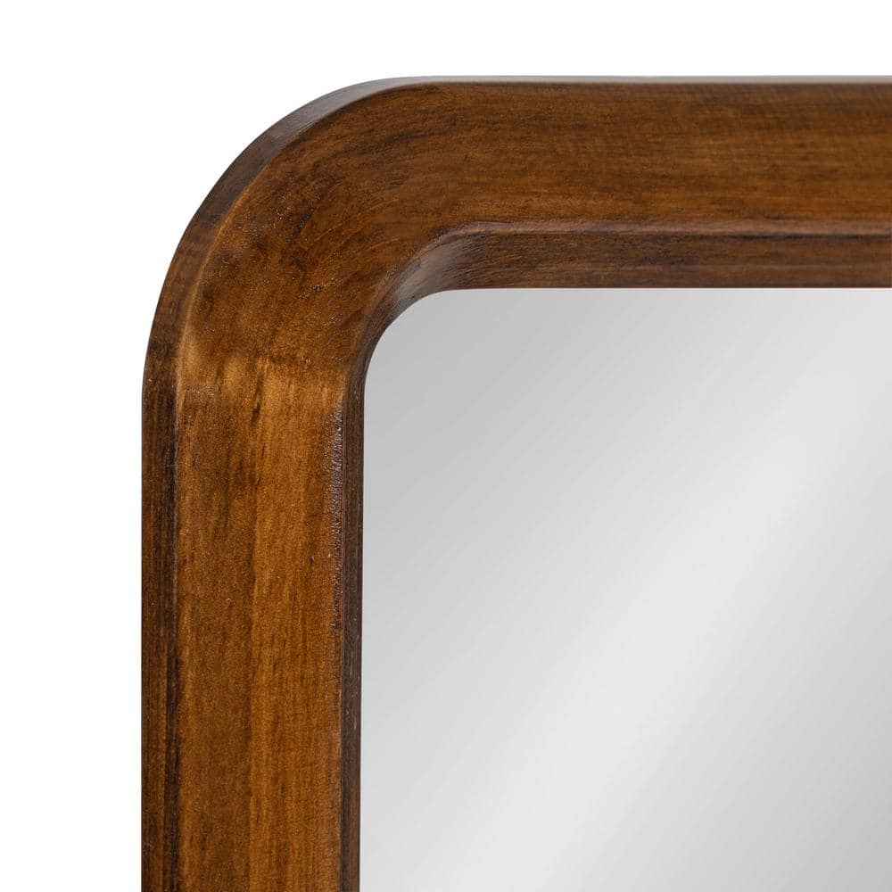 Walnut Brown Full Length Rectangular Wood Wall Mirror