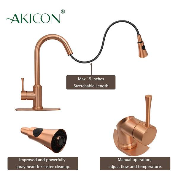 ANZZI Locke Single-Handle Standard Kitchen Faucet With Side Sprayer In Brushed Nickel