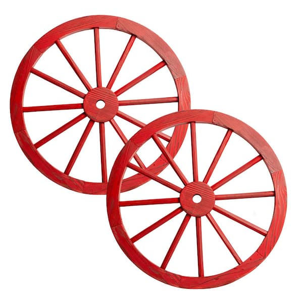 Patio Premier 24 In Wooden Wagon Wheel, Vintage Garden Cart Wheels