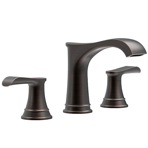 WIZ 8 in. Widespread 2-Handle Low-Arc Bathroom Faucet with drain