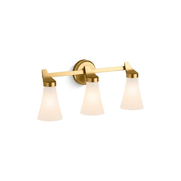 Simplice 22.625 in. 3-Light Brushed Moderne Brass Wall Sconce