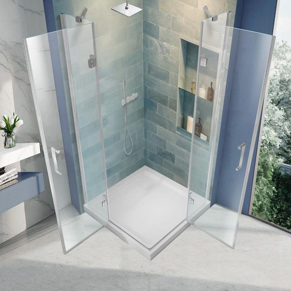 AZDHOME 36 in. W. x 36 in. D x 72 in. H Neo Angle Pivot Frameless