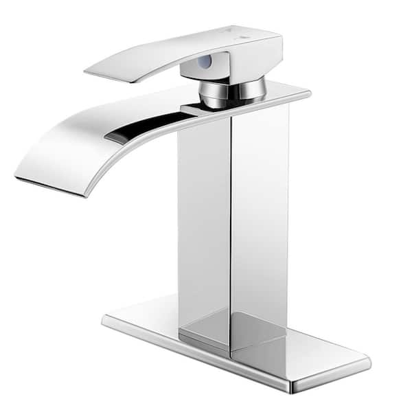 AKLFGN Waterfall Single Handle Single Hole Low-Arc Bathroom Faucet with ...