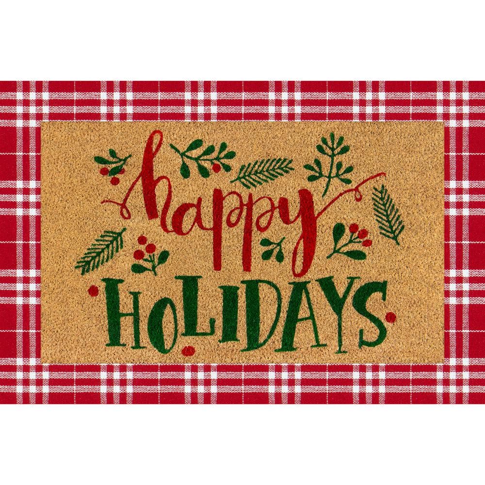 Apache Mills Happy Holidays Plaid 24 in. x 36 in. Holiday Layering Mat ...