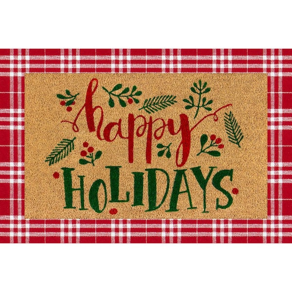 Apache Mills Happy Holidays Plaid 24 in. x 36 in. Holiday Layering Mat