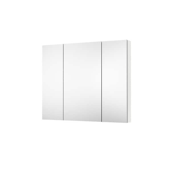 44 in. W x 36 in. H Rectangular Aluminum Recessed/Surface Mount Medicine Cabinet with Mirror and Glass Shelves