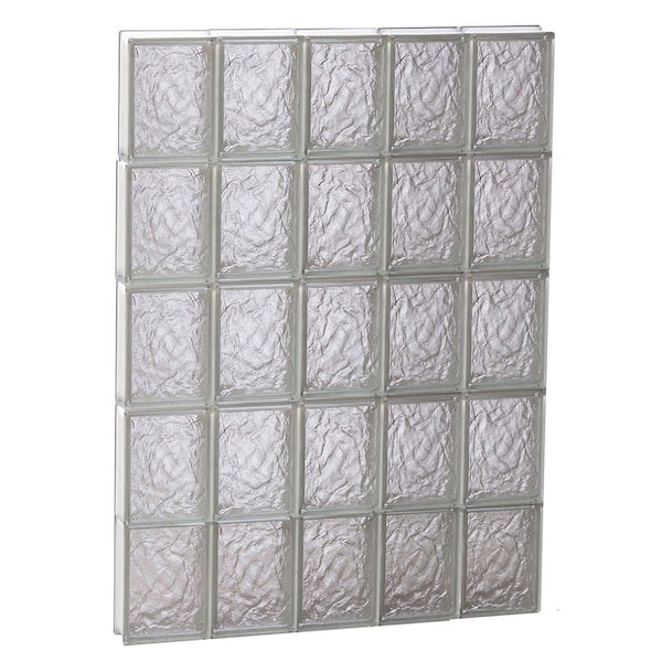Clearly Secure 28.75 in. x 38.75 in. x 3.125 in. Frameless Ice Pattern Non-Vented Glass Block Window