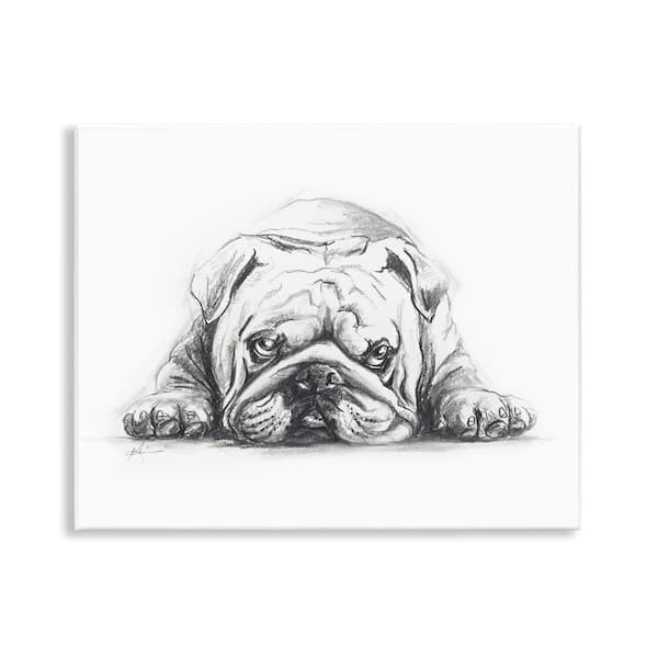 Bulldog Puppy Naptime by Lindsay Kivi Fine Art Unframed Animal Graphic Art Print 11 in. x 14 in.