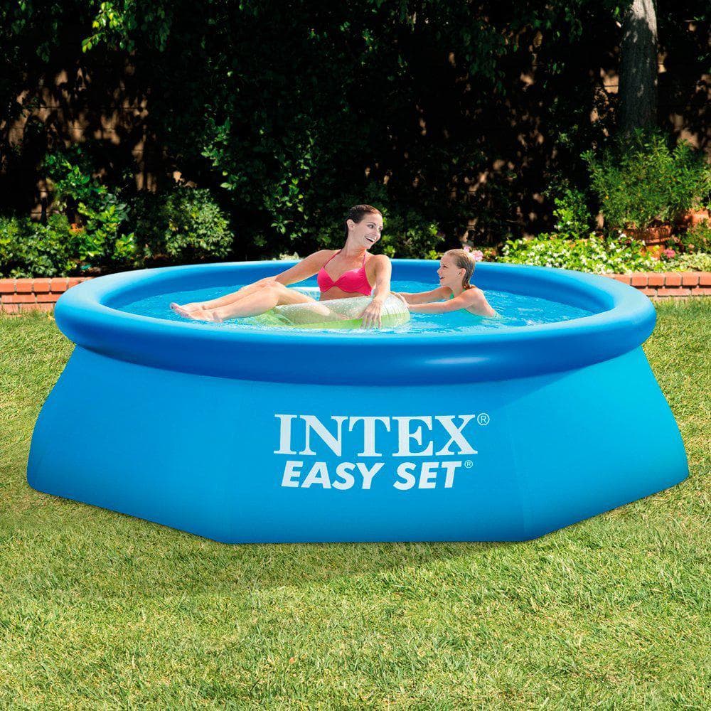 Intex 8 ft. x 30 in. Easy Set Inflatable Above Ground Polygonal Pool with Filter Pump