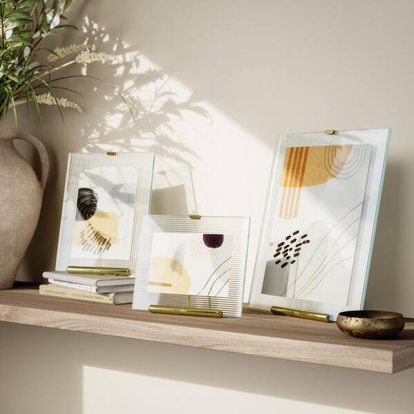 Umbra Flute Floating Picture Frame – 4x6" Ribbed Glass, Easel Back, Display Portrait Or Landscape