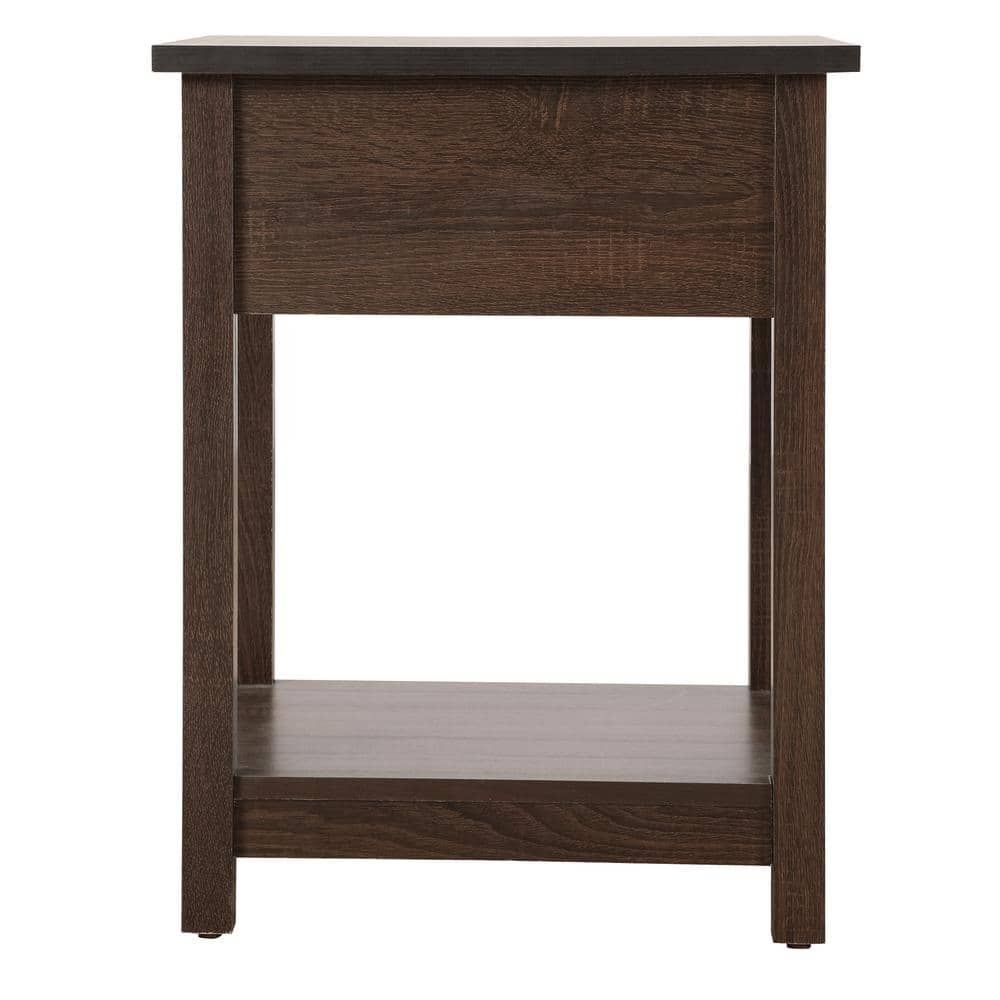 Salem Dark Brown 1-Drawer Nightstand with Open Shelf