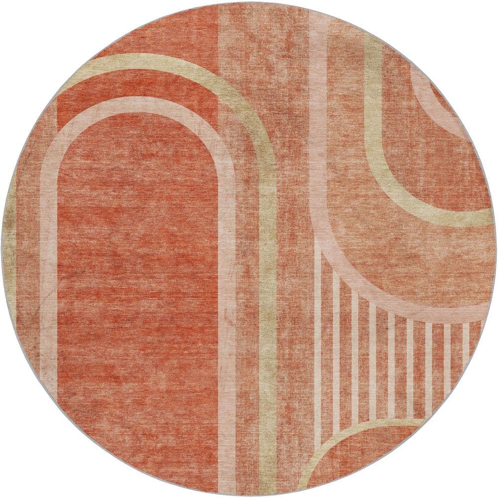 Dream Shag Premium Machine Washable Abstract ADS532 Salmon 8 ft. x 8 ft. Round Rug price history on PriceWatchPro