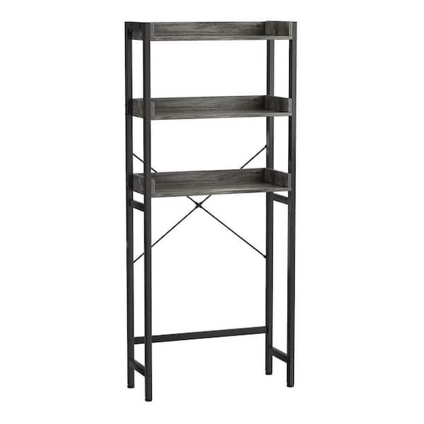 Dracelo 24.8 in. W x 63.7 in. H x 9.4 in. D Gray Bathroom Over-the-Toilet Storage