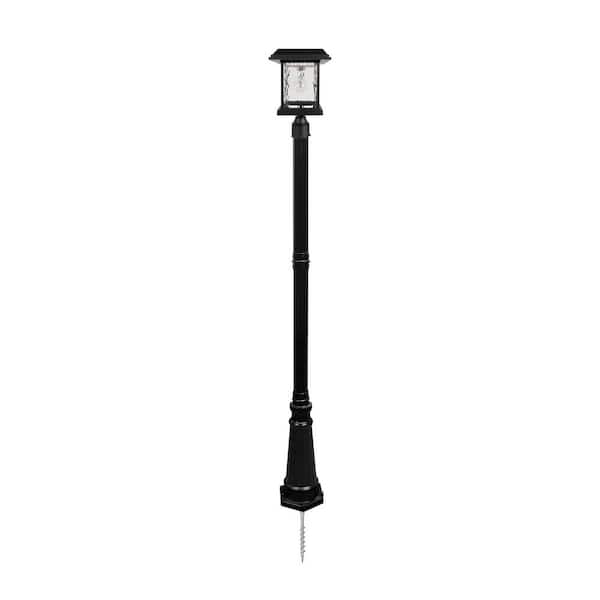 Aspen 1-Light Black Outdoor Post Light with Lamp Post 6.5 ft Black Cast Aluminum Post and inground EZ Anchor