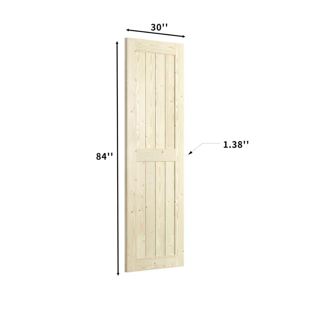 84" Tall Unfinished Pine Wood Barn Door with Sliding Hardware