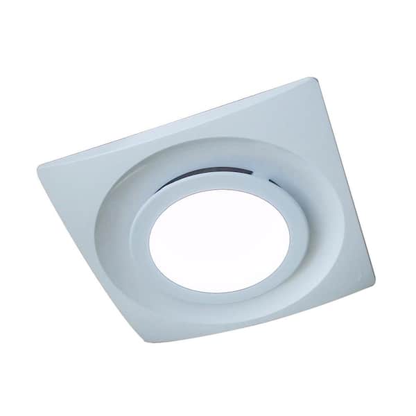 Slim Fit 90 CFM Quiet Bathroom Exhaust Fan with 10-Watt 4000K LED Light Ceiling or Wall Mount White Slim Fit 90 CFM Quiet Bathroom Exhaust Fan with 10-Watt 4000K LED Light Ceiling or Wall Mount White