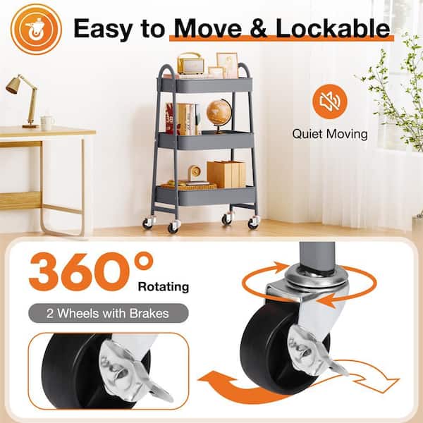 Reviews for Kahomvis 3-Tier Metal Storage Rolling Utility Cart