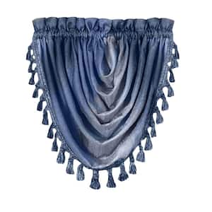 Ombre 42 in. L Polyester Window Curtain Waterfall Valance in Blue