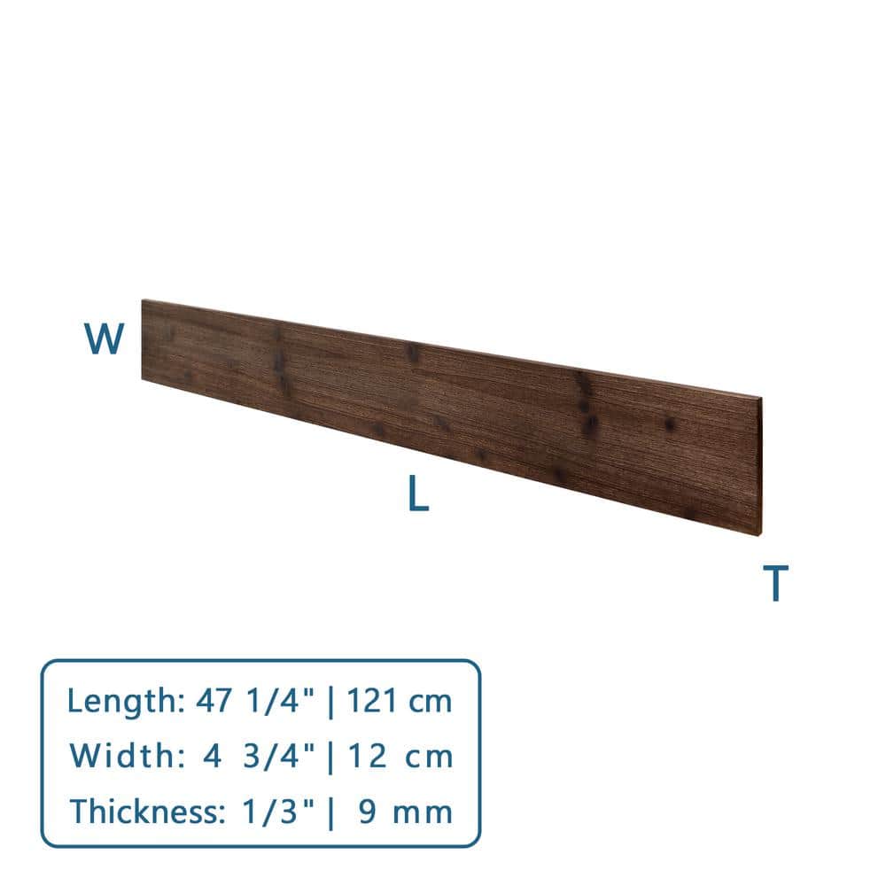 47.25" Brown Pine Wood Decorative Wall Paneling Planks
