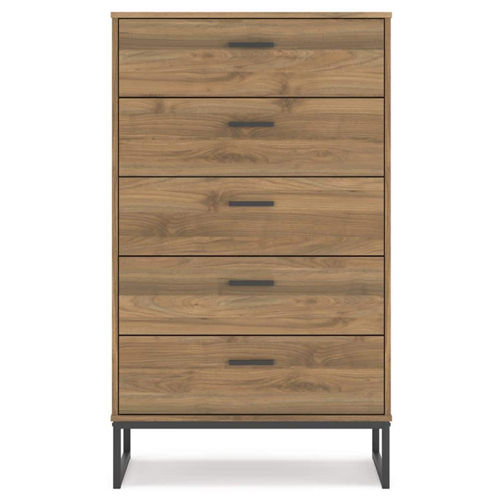 Deanlow 5-Drawer Brown Mid-Century Modern Chest