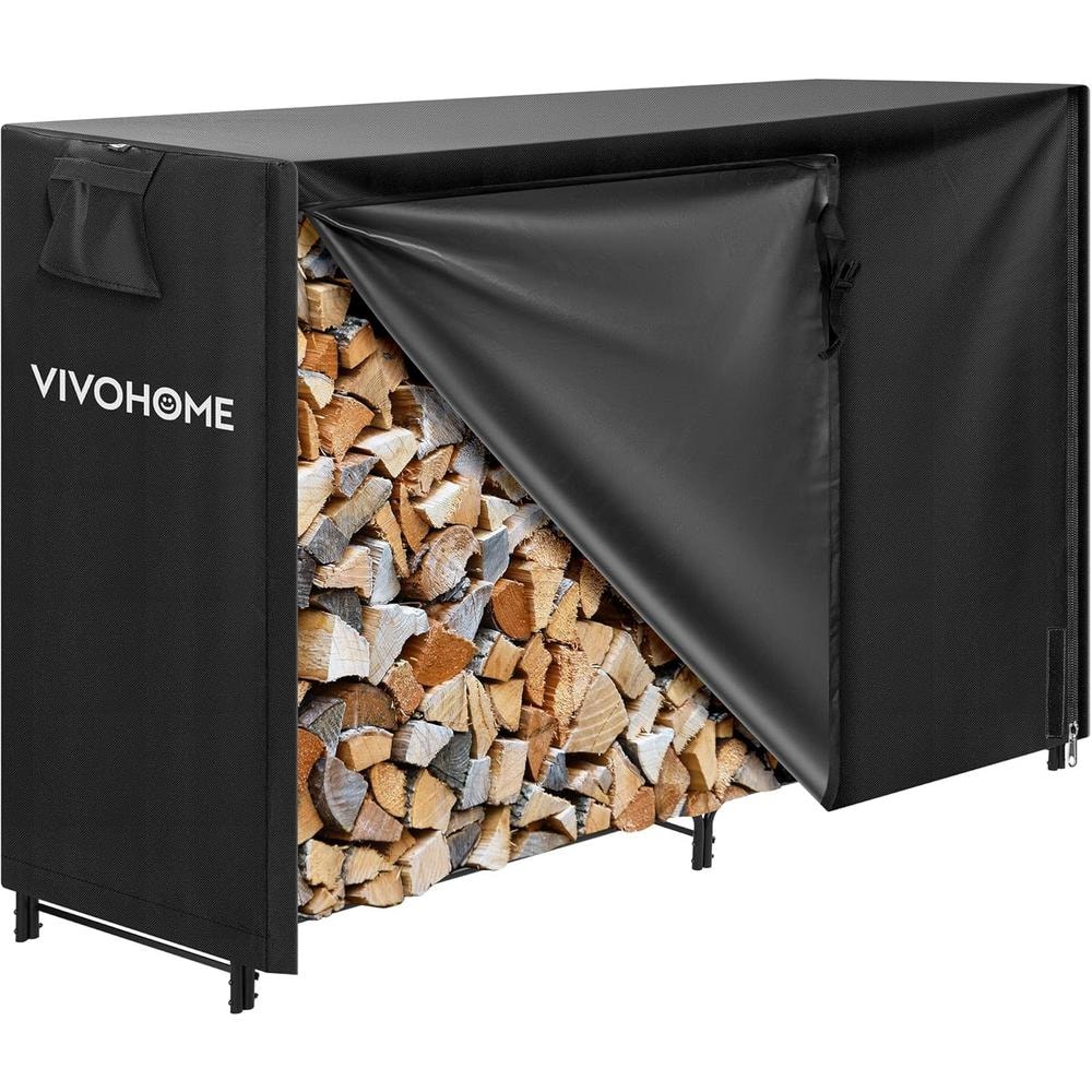 VIVOHOME 60 in. Heavy-Duty Indoor Outdoor Firewood Rack with Cover VH950