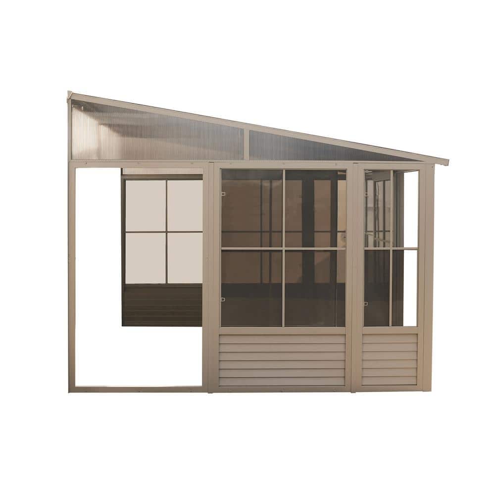 Florence Sand Aluminum Wall-Mounted Solarium with Steel Roof