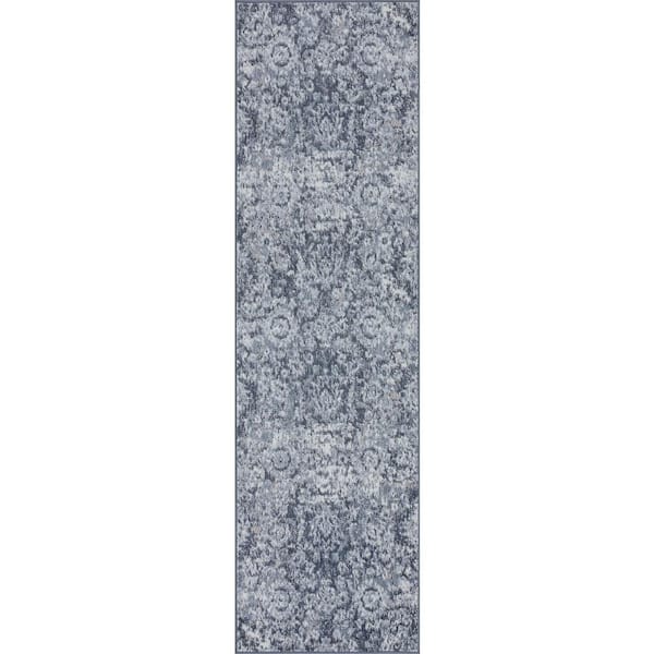 Nexus Floral Blue 2 ft. x 8 ft. Indoor Runner Rug