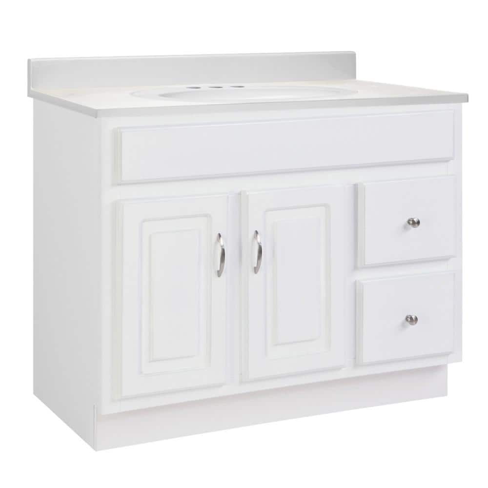 Concord 37 in. W Single Widespread Sink Bathroom Vanity in White with Ivory