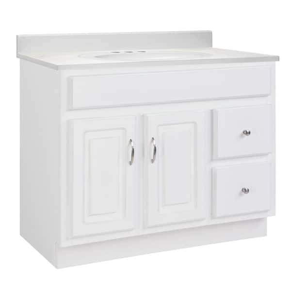 Design House Concord 37 in. W Single Widespread Sink Bathroom Vanity in White with Ivory Swirl Cultured Marble Top Assembled