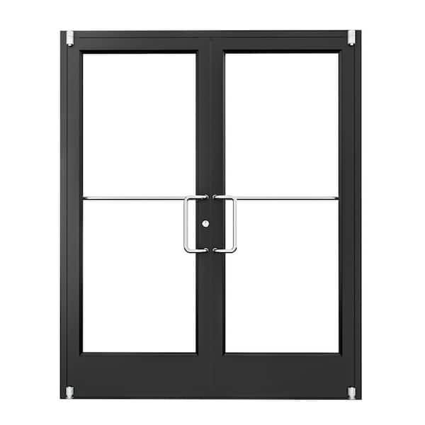 72 in. x 84 in. Bi-Parting Anodized Aluminum Prehung Commercial Door Non Fire Rated