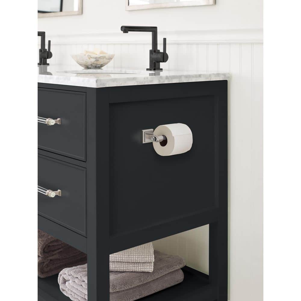 Clear and Brushed Nickel Single Post Toilet Paper Holder