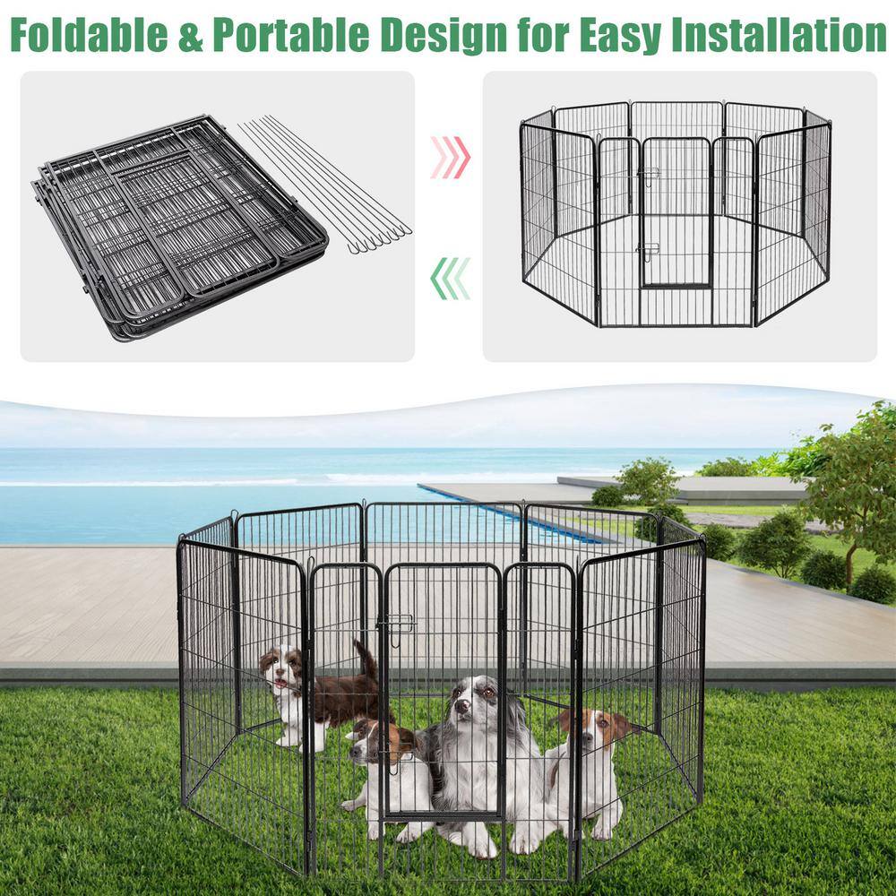 Heavy Duty Black Metal 40" Pet Playpen with Door