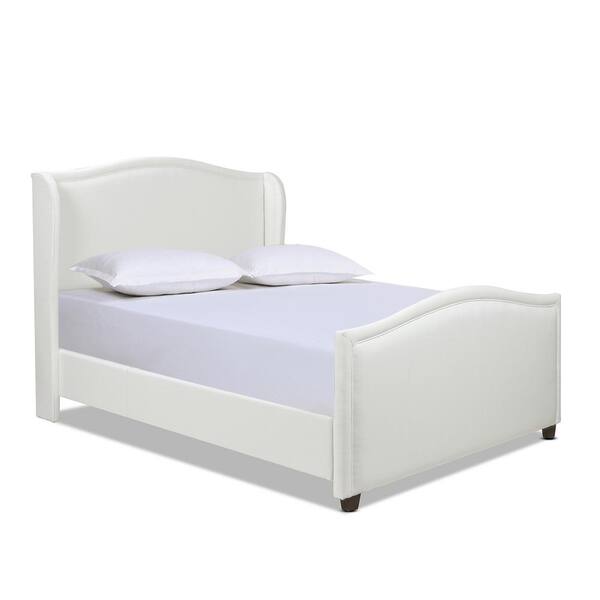 Jennifer Taylor Clara Antique White Polyester Frame Queen Platform Bed with Wingback Arm