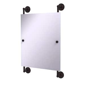 Que New Collection 25 in. x 33 in. Rectangular Frameless Rail Mounted Mirror in Antique Bronze