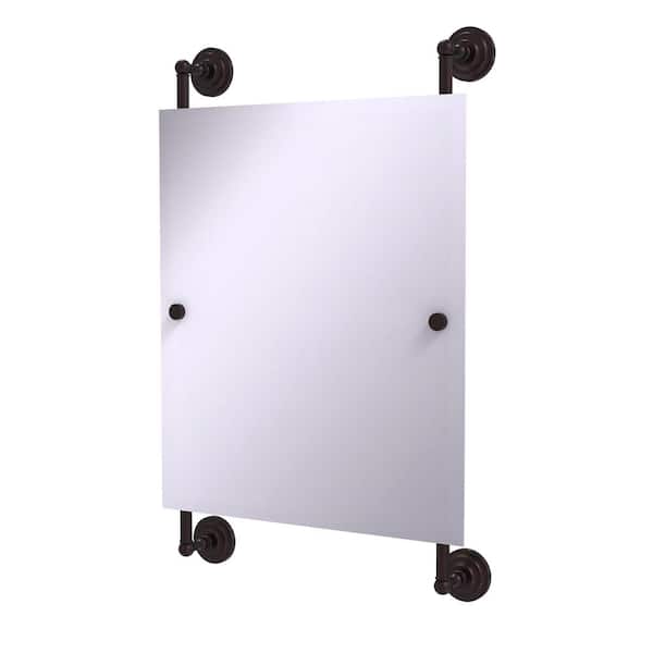 Allied Brass Que New Collection 25 in. x 33 in. Rectangular Frameless Rail Mounted Mirror in Antique Bronze