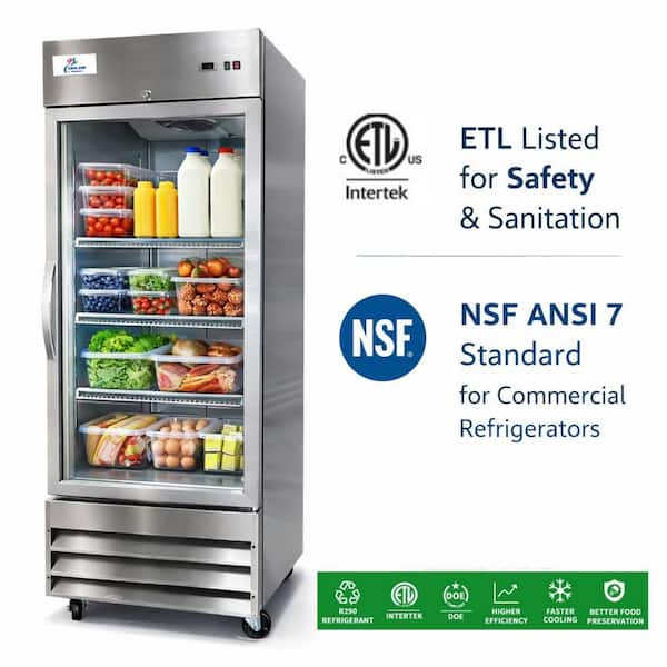 29 in. W 23 cu. ft. Single Glass Door Commercial Merchandiser Refrigerator in Stainless Steel