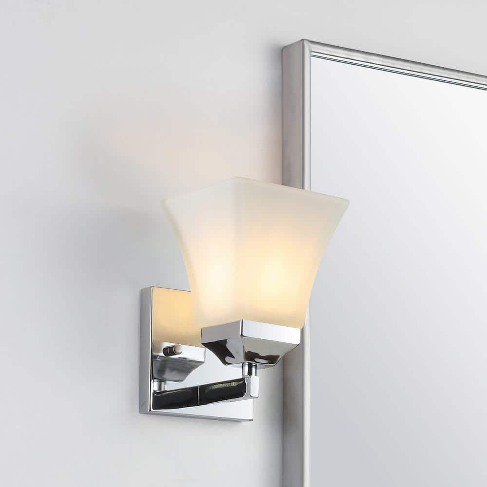 Staunton Chrome Polished 7.75" LED Vanity Light with Frosted Glass Shade