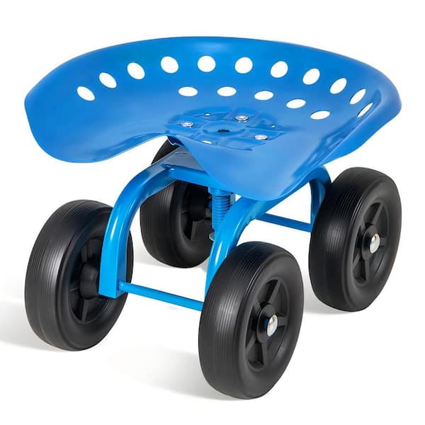 Rolling Garden Work Seat with Adjustable Height 360° Swivel Design