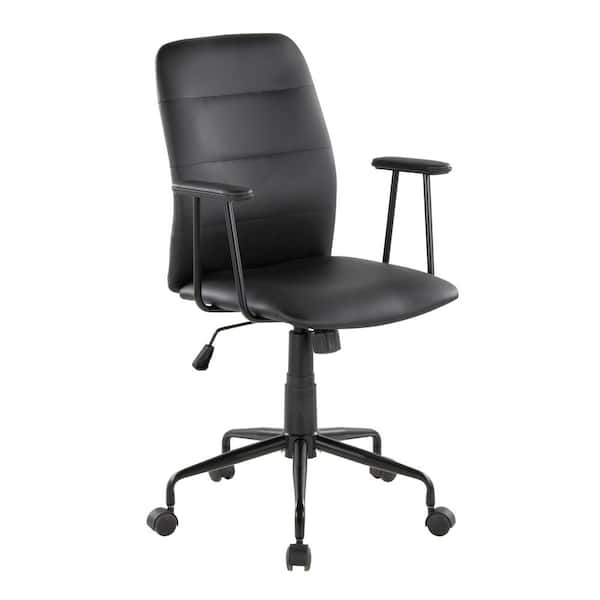 Fredrick Faux Leather Office Chair 40 in. Black with Nonadjustable Arms