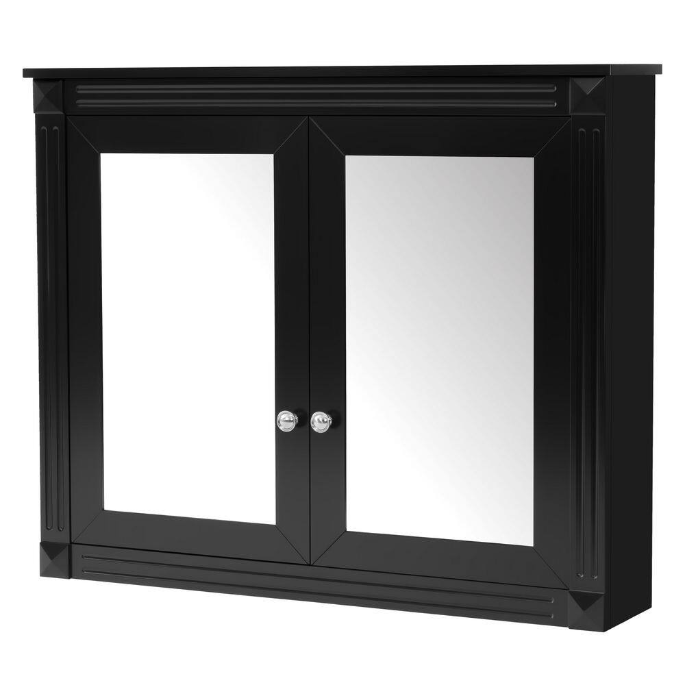 36 in. W x 28 in. H Black Rectangular Wood Surface Medicine Cabinet with Mirror, Adjustable Shelves price history on PriceWatchPro