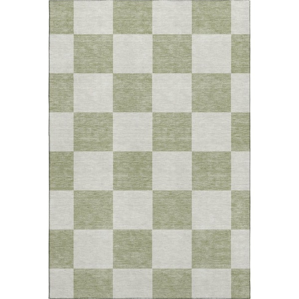 Mayfield Premium Machine Washable Abstract AMF2345 Aloe 10 ft. x 14 ft. Area Rug