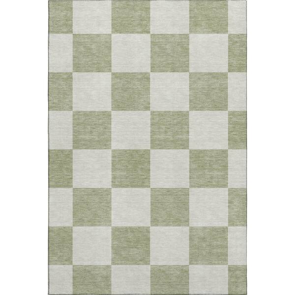 Mayfield Premium Machine Washable Abstract AMF2345 Aloe 5 ft. x 7 ft. 6 in. Area Rug