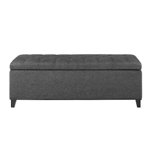 Sasha Charcoal Tufted Top Storage Bench 18.5 in. H x 49 in. W x 19.25 in. D