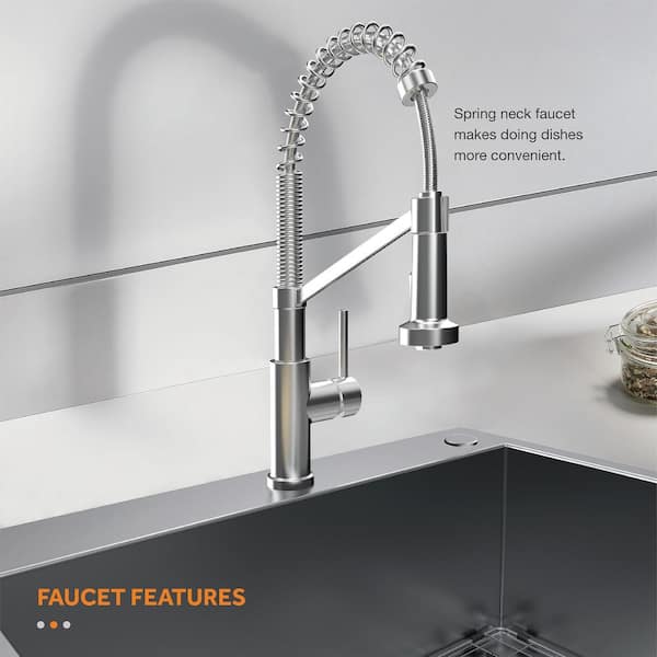 Glacier Bay Zero Radius Undermount 18g Stainless Steel 17 in. Single Bowl Workstation Bar Sink with Stainless Steel Faucet (Silver)