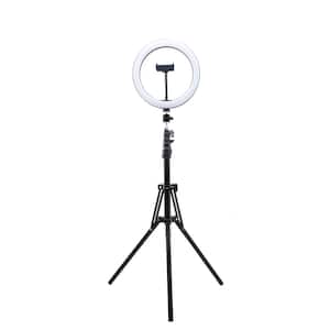 63 in. Black LED Ring Lighting Kit Lamp with Tripod for Live Stream Photo Video Makeup More