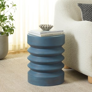Joscelyne 13.8 in. Antique Blue Round Wood End Table
