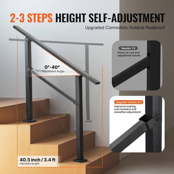 Step Safety Railing Outdoor Handrail For Steps - Metal Safety Railing ...