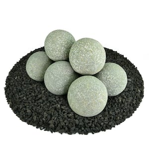 5 in. Set of 8 Ceramic Fire Balls in Pewter Gray Speckled
