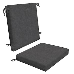 Outdoor Midback Dining Chair Cushion Textured Solid Charcoal Grey