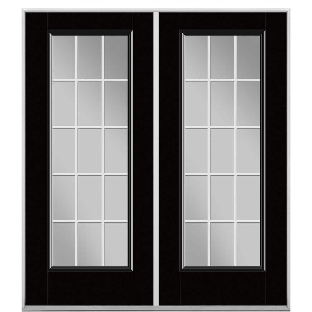 72 in. x 80 in. Jet Black Fiberglass Prehung Right-Hand Inswing GBG 15-Lite Clear Glass Patio Door without Brickmold price history on PriceWatchPro